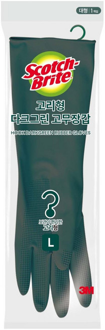 스카치브라이트 3M 고리형 고무장갑, 다크그린, 대(L), 1개