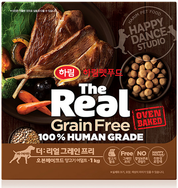 하림펫푸드 어덜트 더리얼 그레인프리 오븐베이크드 강아지사료, 양, 1kg, 1개