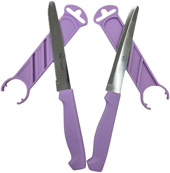 키친하우스 뉴샤프집 과도 톱니날 + 민자날 세트, 연보라, 1세트
