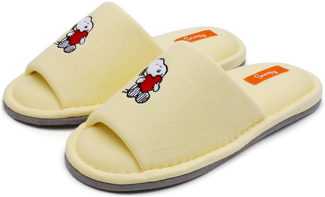 슈라모드 피너츠 컬러자수 점보거실화, 옐로우, 1개