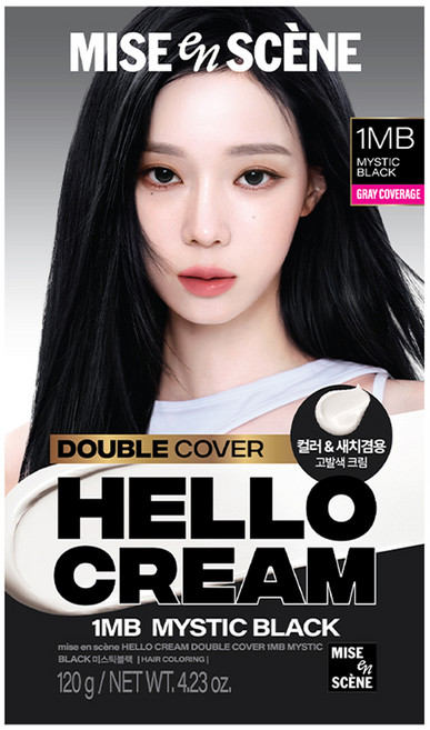 미쟝센 헬로크림 더블커버 새치 겸용 염색제, 흑색, 1개