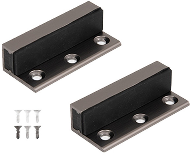 철물대장 유리 상부 철 강화도어 스토퍼, 블랙, 2개