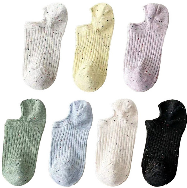 워더미 여성용 감성 파스텔 골지 패션 덧신 양말 7족 세트 W879