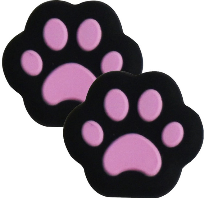 호후 닌텐도 스위치 OLED 조이콘 호환 왕발냥 스틱캡, 핑크 + 블랙, 2개