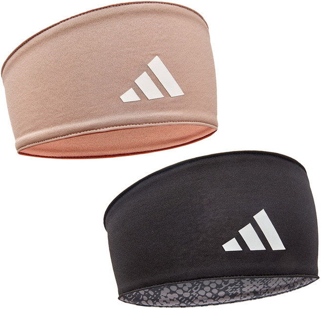 아디다스 뉴로고 더블사이드 헤어밴드 2종 세트, 토프, 블랙, 1세트
