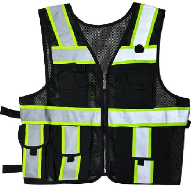 TIS 포켓형 망사 안전조끼 형광블랙, 1개