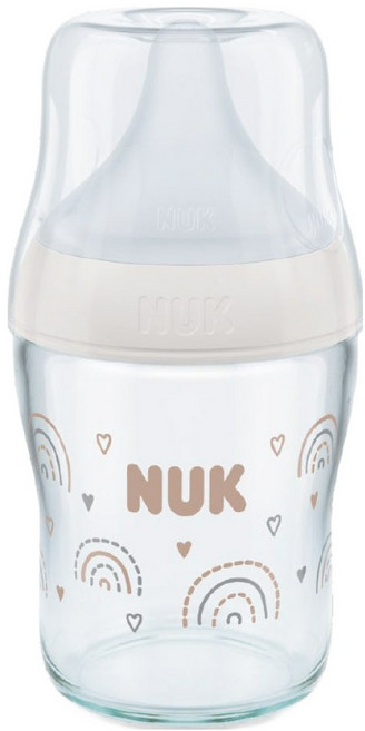 NUK 嬰兒用 Perfect Match 玻璃奶瓶 + 奶嘴 S 套組, 彩虹, 120ml, 1套