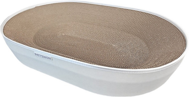 펫츠몬 고양이 눕기 편한 따숨 타원형 B골 특대형 스크래쳐, 화이트, 1개