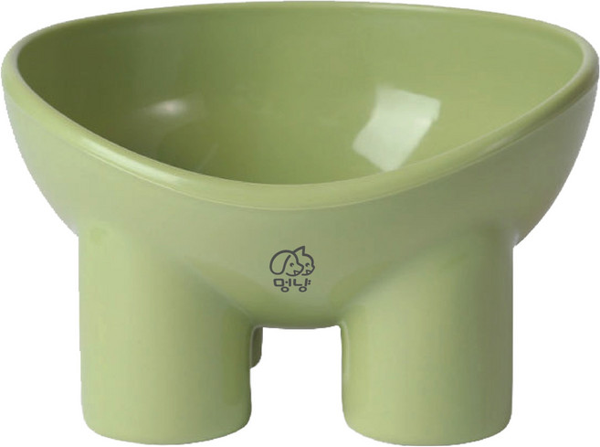 멍냥 반려동물 코끼리다리 경사형 식기, 올리브, 1개