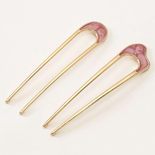 젤루나 마블 자개 골드 U자 올림머리 헤어 비녀 기본 + 웨이브 2종 세트 H-139