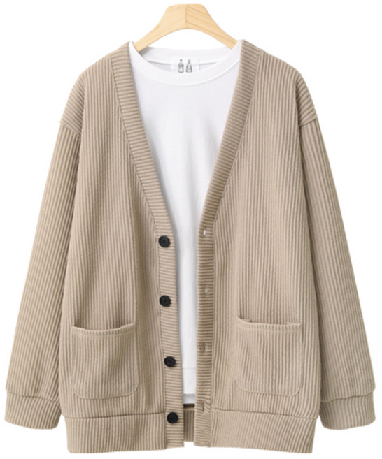 엠엔씨 남녀공용 포근한 골지 스판 가디건 MDCD220LW