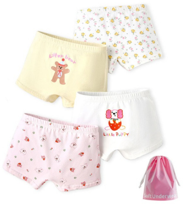 여아용 딸기품은 리틀퍼피 사각팬티 4종 세트 N176