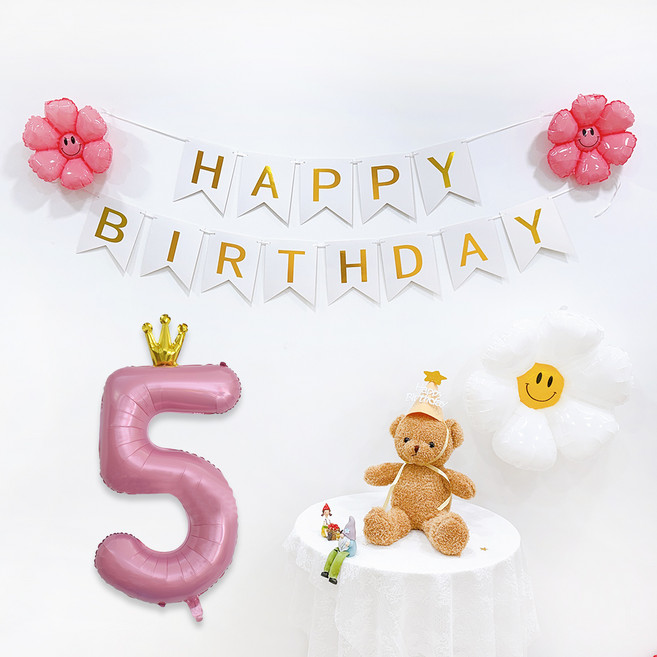 파티공구 왕관숫자 생일파티 세트, 핑크5, 1세트