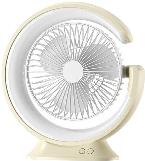 니치유 LED 에어 휴대용 무선 저소음 미니 탁상용 선풍기 조명등, 아이보리