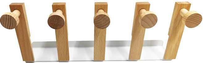 SHIMOYAMA 北歐風5勾式門後萬用掛鉤, 北歐風 原木色, 1組