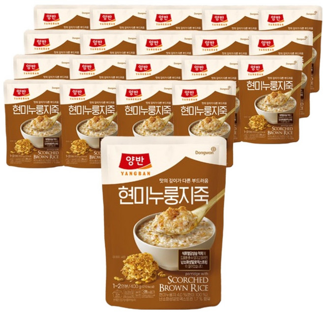 양반 현미 누룽지죽 파우치, 20개, 400g