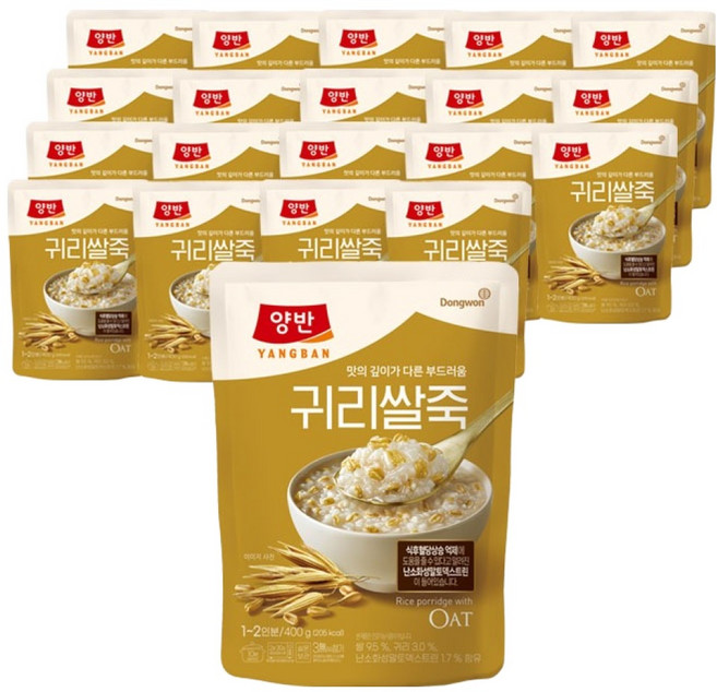 양반 귀리쌀죽 파우치, 20개, 400g