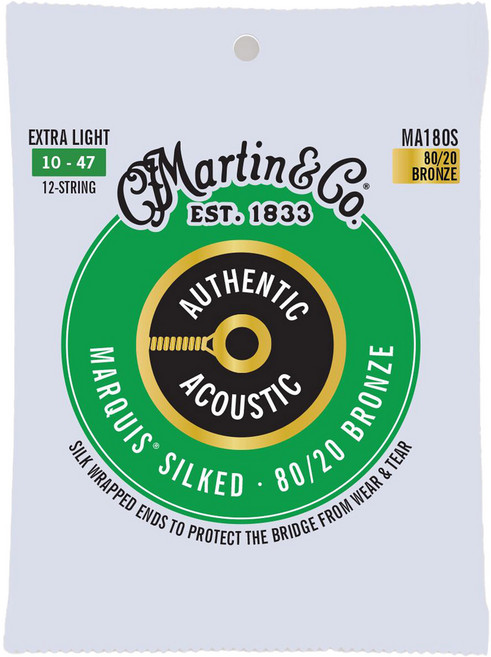 마틴 80/20 Bronze Extra Light 12현 기타 스트링, 1개, MA180S