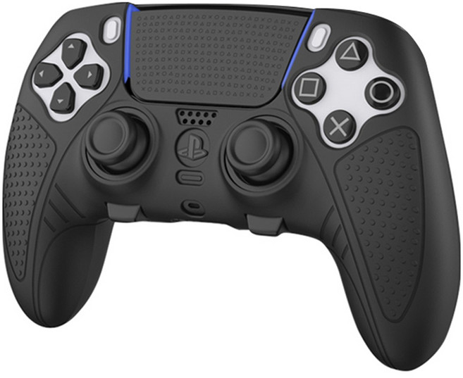 호후 착그립 플스5 PS5 듀얼센스 엣지 엘리트 컨트롤러 실리콘 그립 케이스, 블랙, 1개
