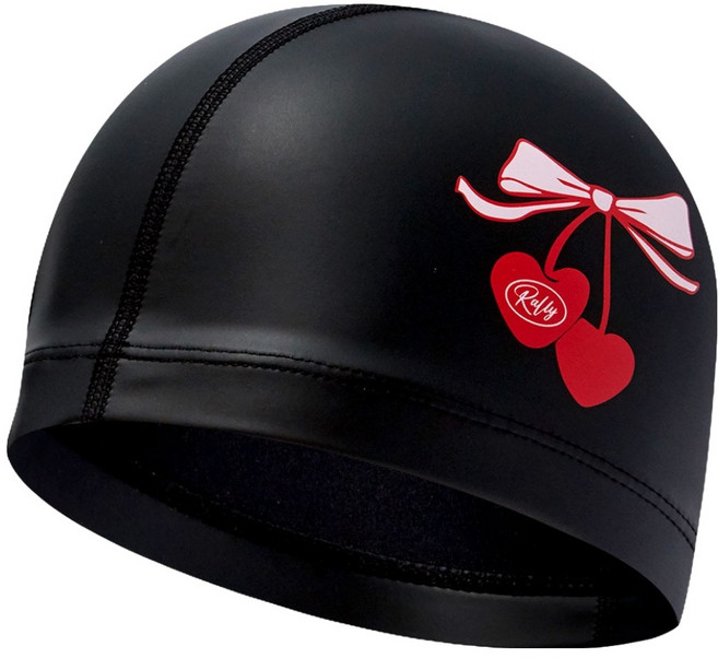 랠리 스포츠 아동용 우레탄 코팅 수모 디자인 수영모자 PRKC921, Black, 1개