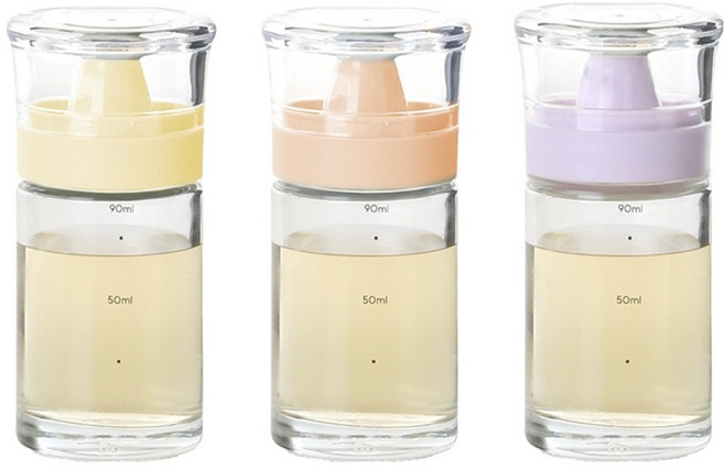 Kitensil Sinoglass 矽膠油瓶 S CAP 綠意奶油黃 + 蜜桃 + 薰衣草組合, 1套, 100ml