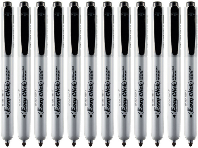 모나미 이지클릭 유성 매직, 흑색(블랙 WB 1), 12개