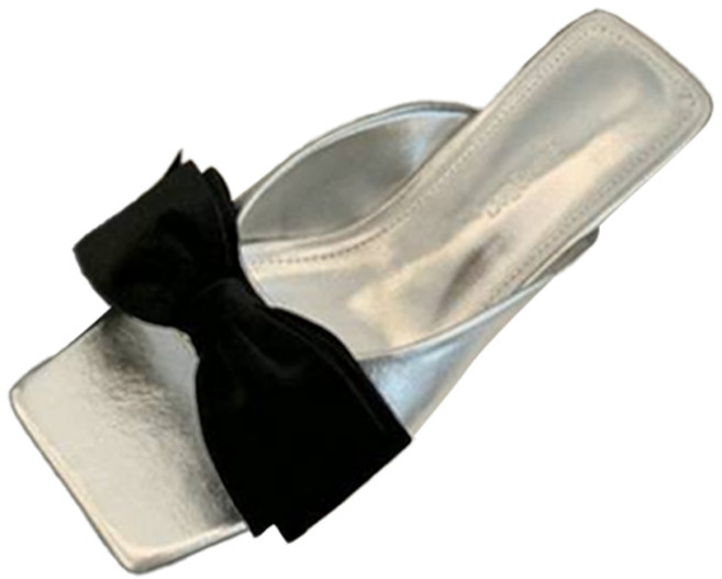 피어니스트 여성용 스퀘어 리본 포인트 로우힐 슬리퍼