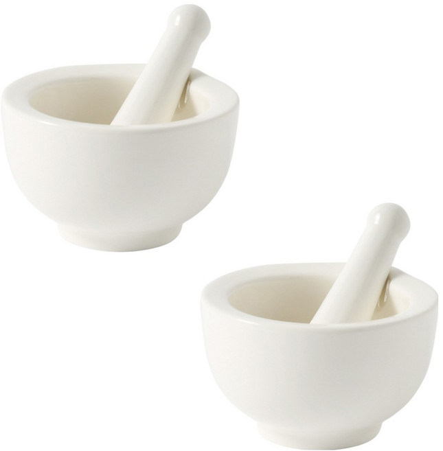 모다키친 도자기 깨갈이 약사발 미니 절구 + 공이 세트, 2세트