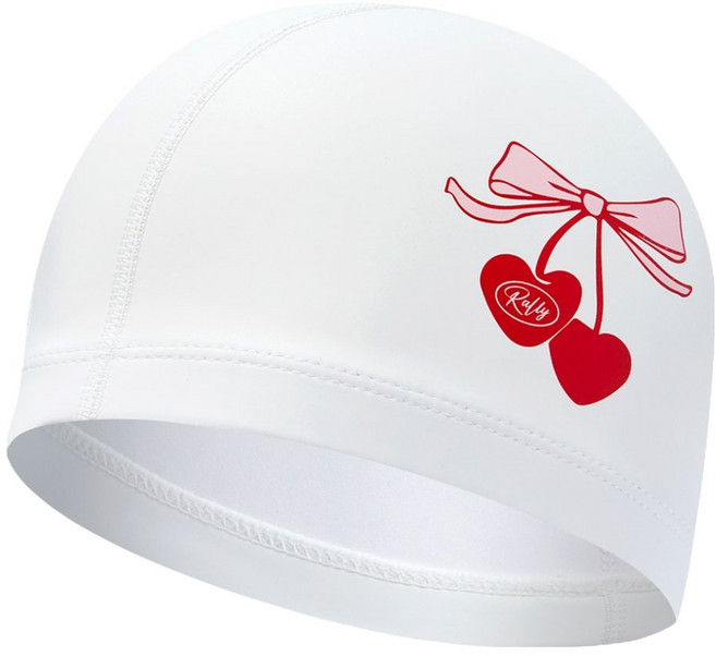 랠리 스포츠 아동용 우레탄 코팅 수모 디자인 수영모자 PRKC921, White, 1개