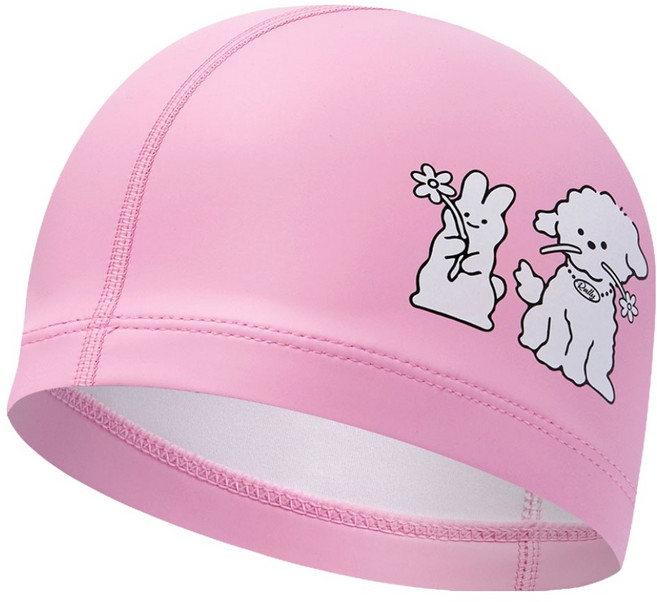 랠리 스포츠 아동용 우레탄 코팅 수모 디자인 수영모자 PRKC923, Pink, 1개