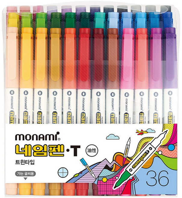 모나미 네임펜T 36종 세트, 혼합색상, 1세트
