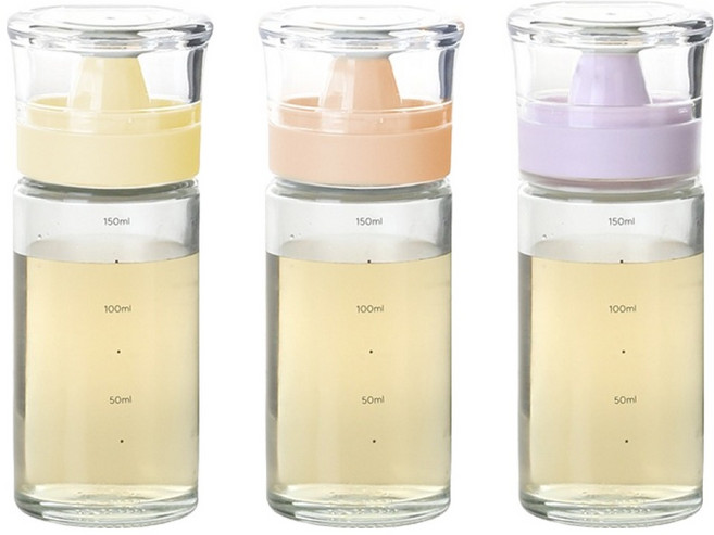 키텐실 시노글라스 실리콘 오일병 S CAP 그리너리 버터 옐로우 + 피치 + 라벤더 세트, 170ml, 1세트