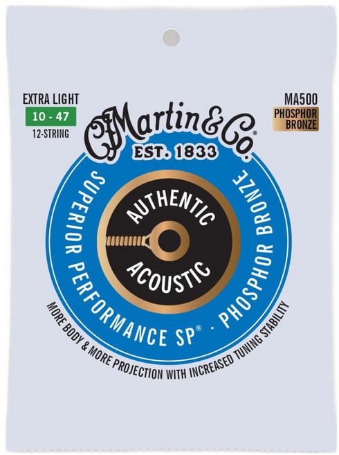 마틴 Phosphor Bronze Extra Llight 12현 기타 스트링, MA500, 1개