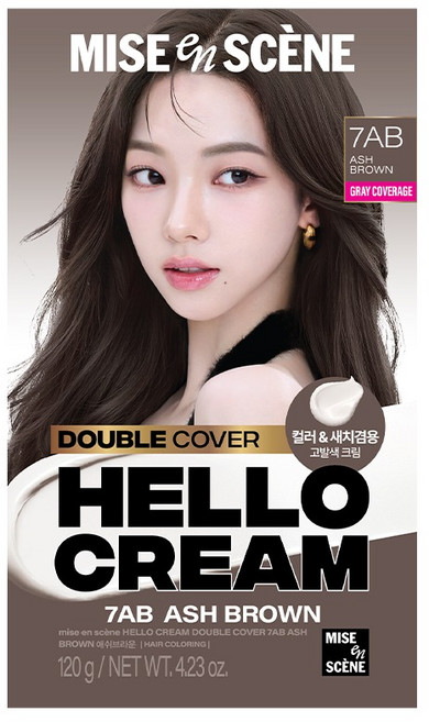 미쟝센 헬로크림 더블커버 새치 겸용 염모제, 애쉬브라운, 1개
