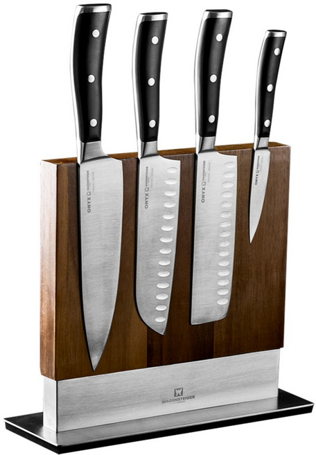 바겐슈타이거 오닉스 나이프 4종 + 팀버크래프트 칼블럭 세트, 1세트, 셰프 + 산도쿠 + 나키리 + 필러 + 칼블럭