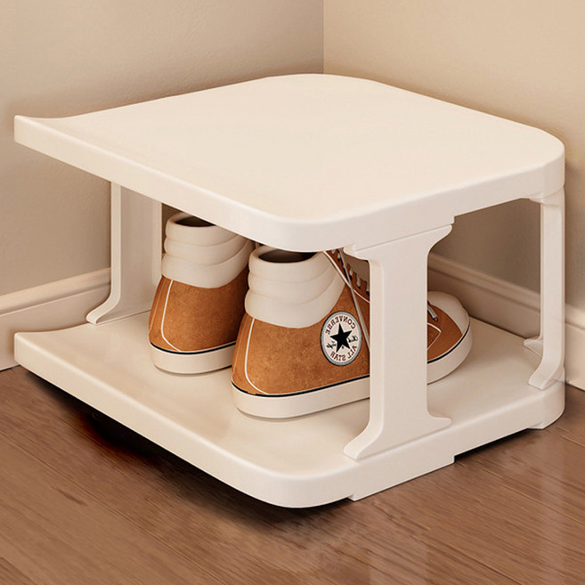 우리집업 좁은 현관 틈새 신발장 정리대, 화이트, 2단