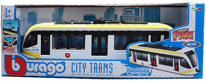 브라고 시티버스 트램 다이캐스트 모형 장난감, 옐로우, 1개