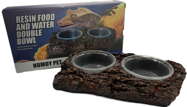 노모이펫 파충류 양서류 레진 먹이접시 우드컵 더블 NS-140, 1개, 혼합색상
