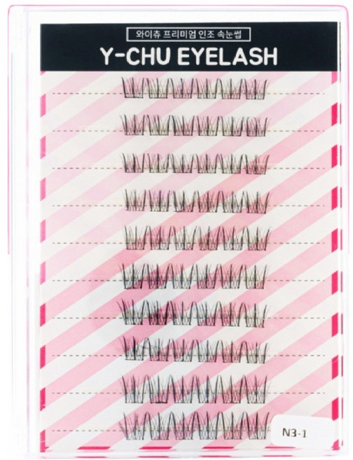 와이츄 대용량 노글루 가닥 속눈썹 N-3-1, 1개, 블랙