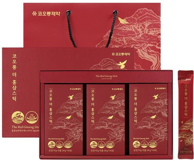 KOLON PHARMA The 紅參條 10入 + 購物袋, 100g, 3個