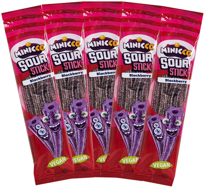 미니꼬 비건젤리 사우어 롱롱 스틱 블랙베리향, 50g, 5개