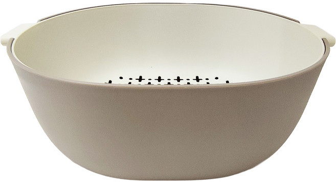 BLUEDOOR 藍色大門 簡約雙層 瀝水籃/洗菜籃, 粉灰色, 1個