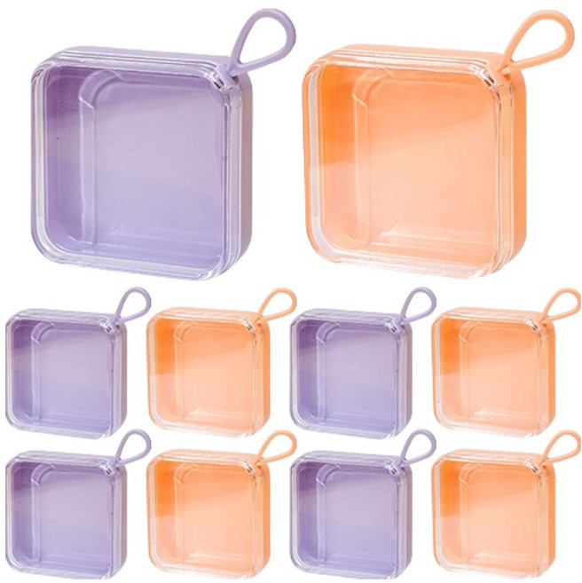 파라다이소 뷰티 사각 납작 팩트 휴대용 퍼프 케이스 2종 x 5p 세트, 1세트, 퍼플오렌지반반