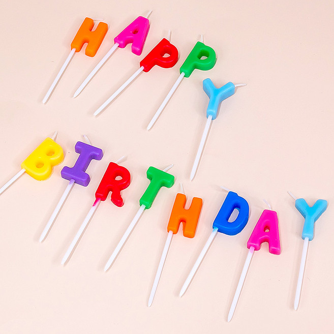 제이팩토리 파티 케이크 해피벌스데이 생일초 세트, 혼합색상, 1세트