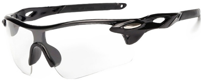 엘마운틴 스포츠 선글라스 + 케이스 세트, 블랙프레임 + 투명렌즈, 1세트