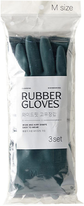 모던하우스 모던 와이드핏 고무장갑 양손착용 3P세트, 그린, 중(M), 3세트