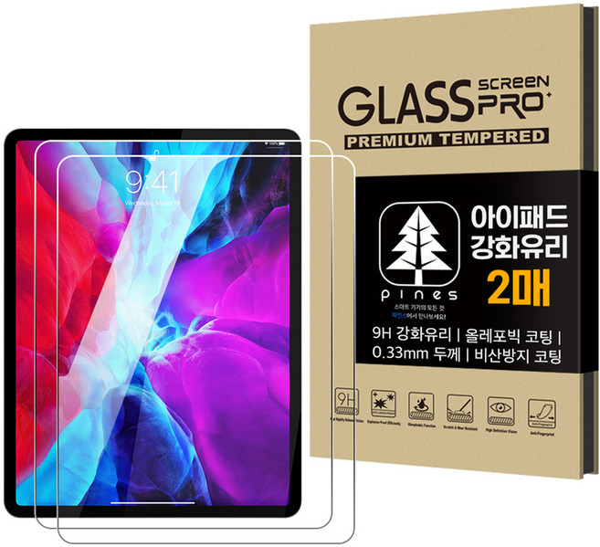 pines 프리미엄 강화유리 액정보호필름 2p 세트, 혼합색상, 1세트