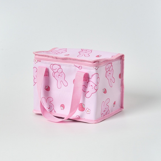 버터 모던하우스 버터샵 딸기피크닉 캔버스 보온보냉백, 핑크, 1개