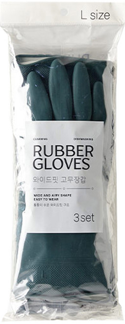 모던하우스 모던 와이드핏 고무장갑 양손착용 3P세트, 그린, 대(L), 3세트