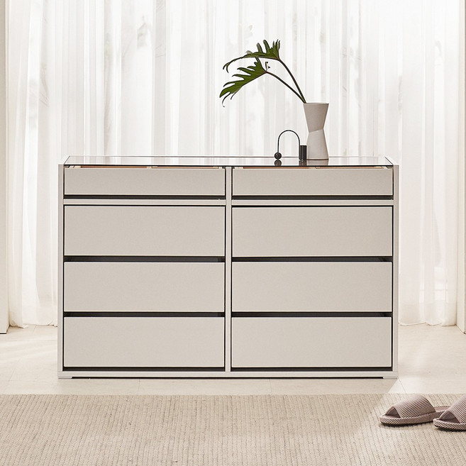 장인가구 채움 드레스룸 아일랜드 서랍장 1200 방문설치, 크림 화이트, 8단